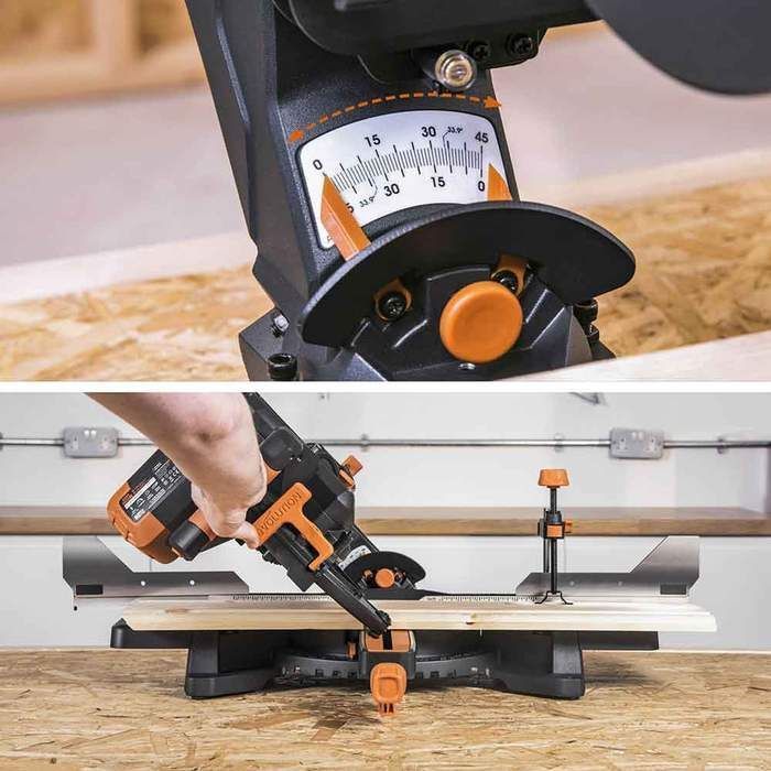 Evolution 210 store sliding mitre saw