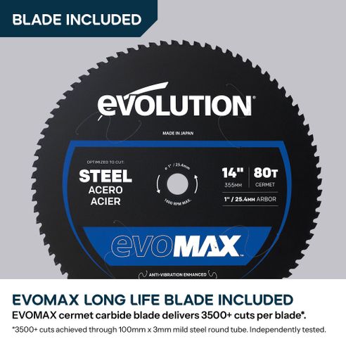 Cordless S355 CPS Li Metal Chop Saw 355mm WITH EVOMAX LONG LIFE BLADE